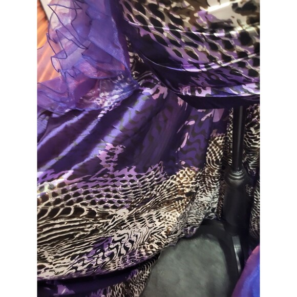 Panoply Purple Animal Printed Iridescent Ruffled Long Train Dress Size 8 - Picture 6 of 10